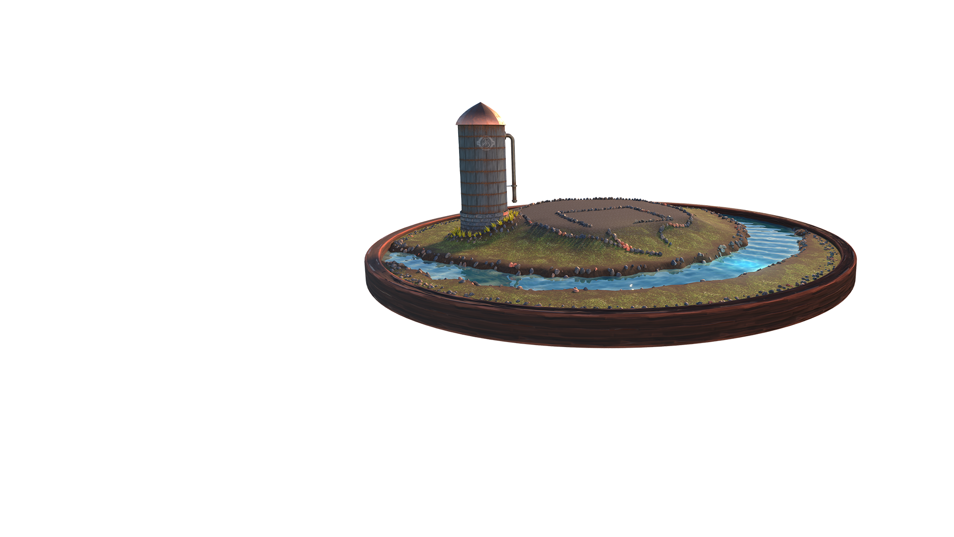 3D environment turntable of a farm.