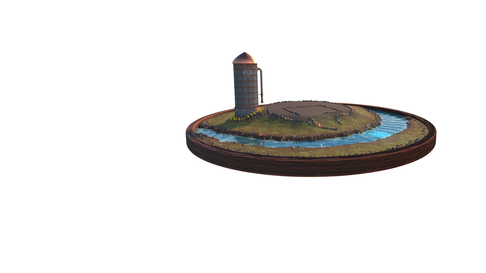 3D environment turntable of a farm.