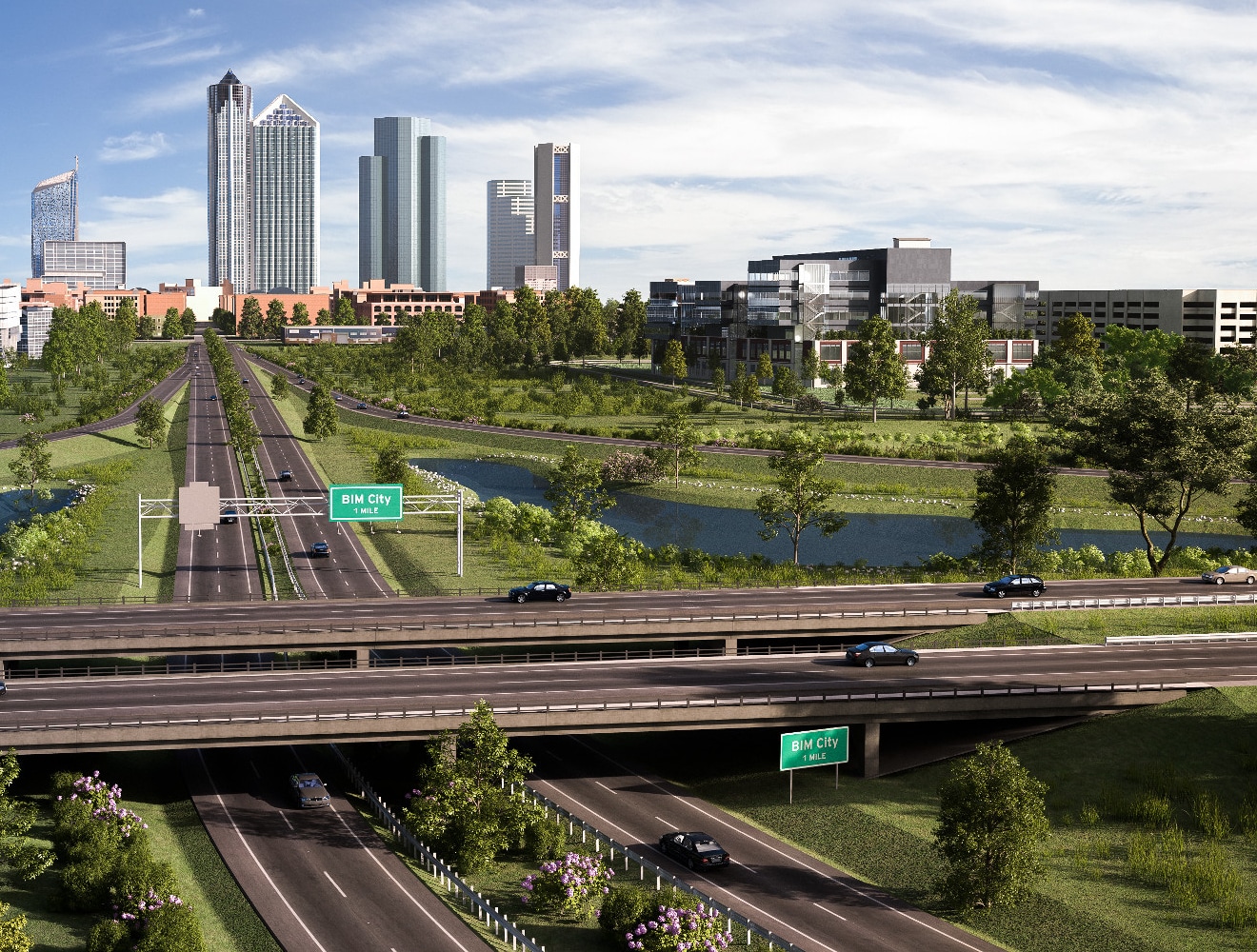 BIM City with freeway interchange