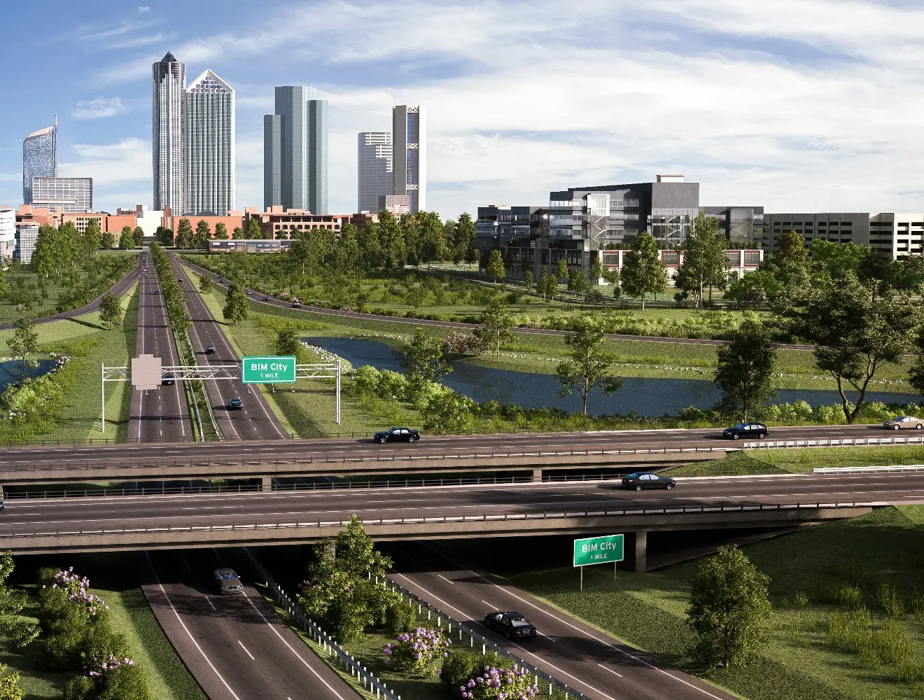 BIM City with freeway interchange