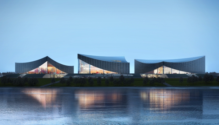 The Sub Center Theater, reflected in a canal