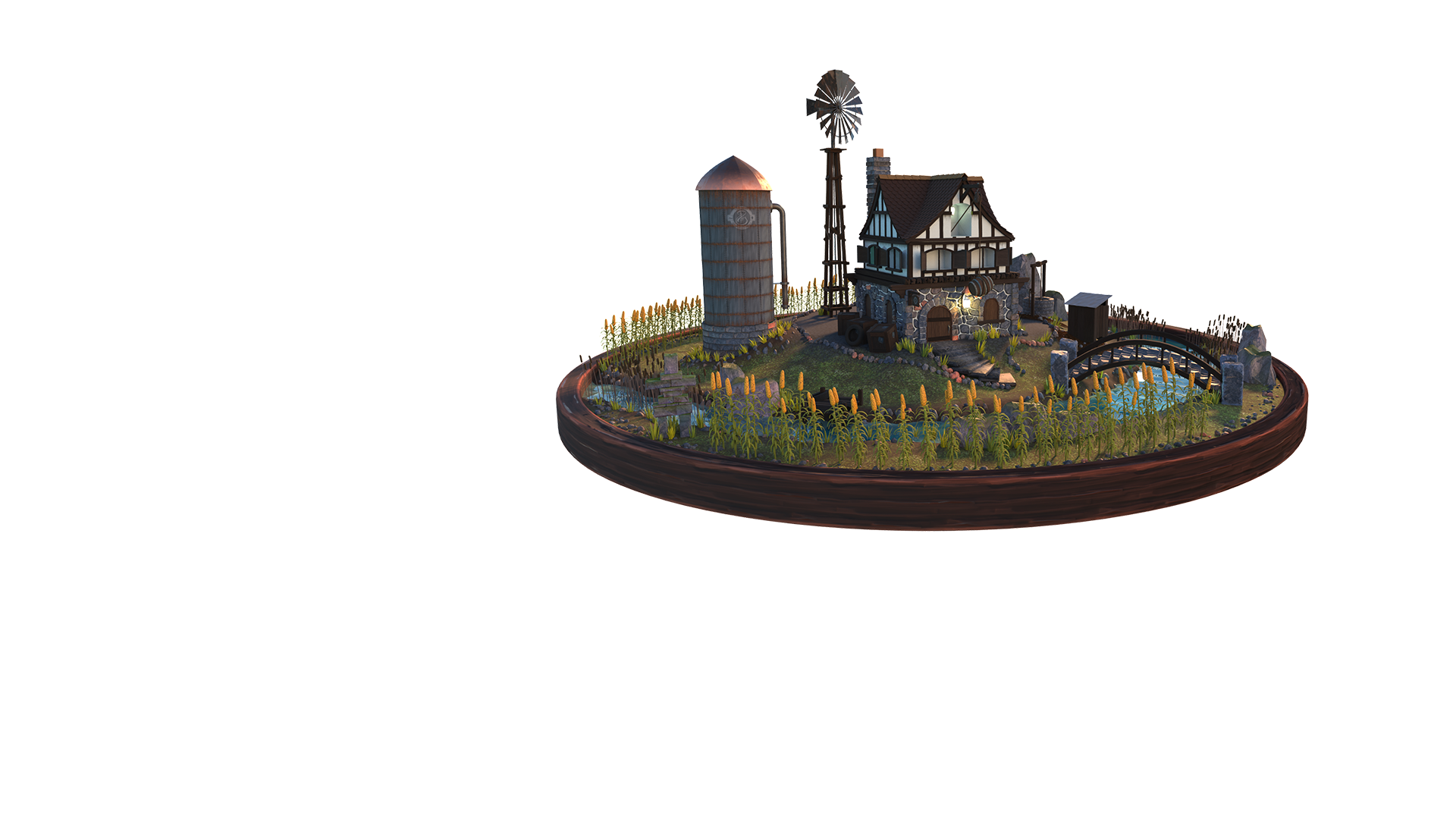 3D environment turntable of a farm.