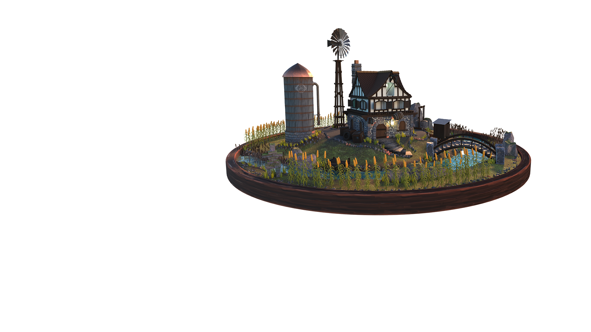 3D environment turntable of a farm.