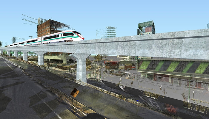 An illustration of what the high-speed rail and its trains would look like