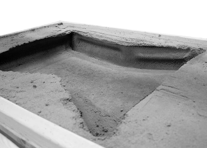 A concrete panel formed by milling sand