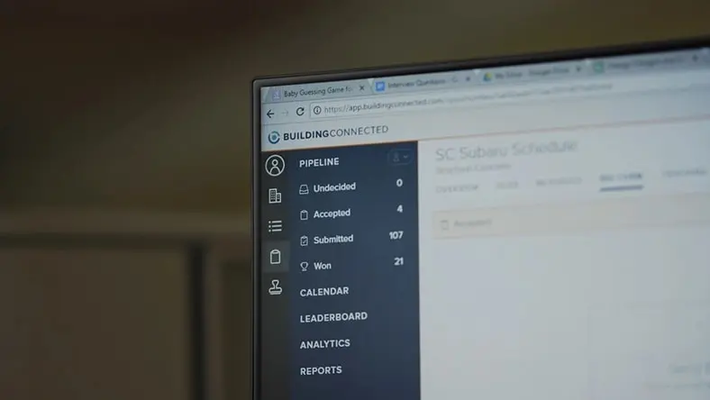 Construction bidding software fills the screen