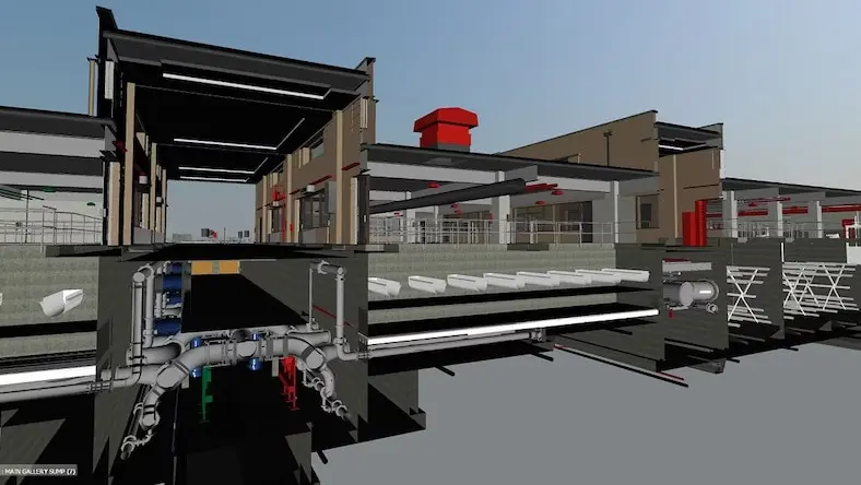 Arcadis, a design firm, created 3D models to design the facility upgrades at the Collins Park Water Treatment Plant in Toledo, Ohio, including this model of the Basin 7.