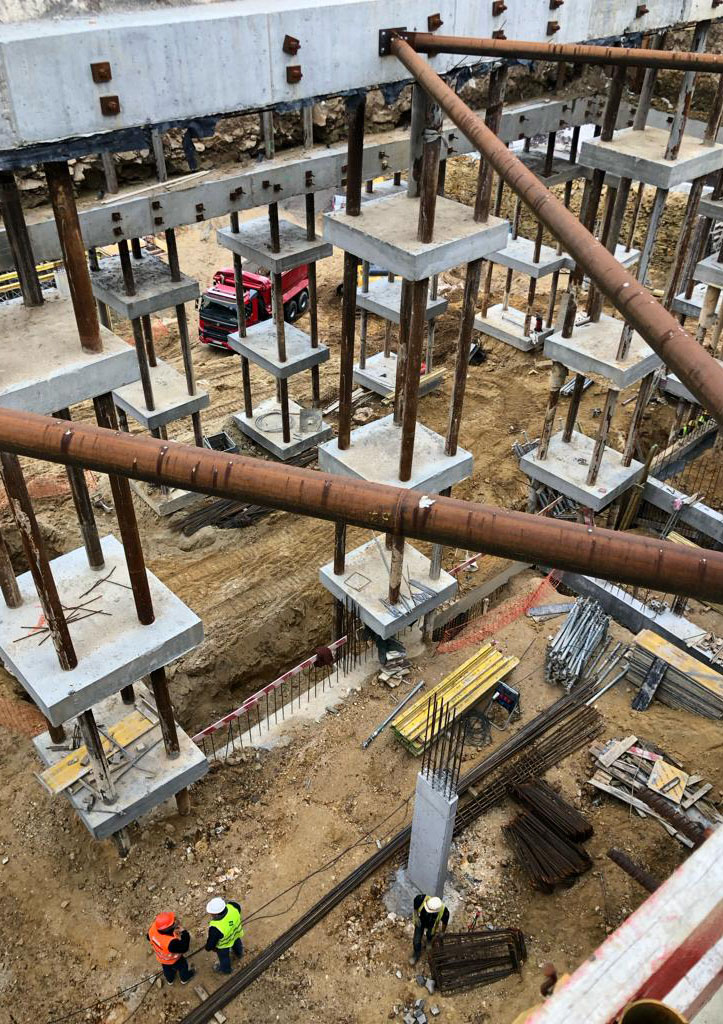 Rebar fills the foundation area of the World of Wine complex.