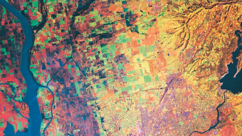 Satellite view of Sacramento, California
