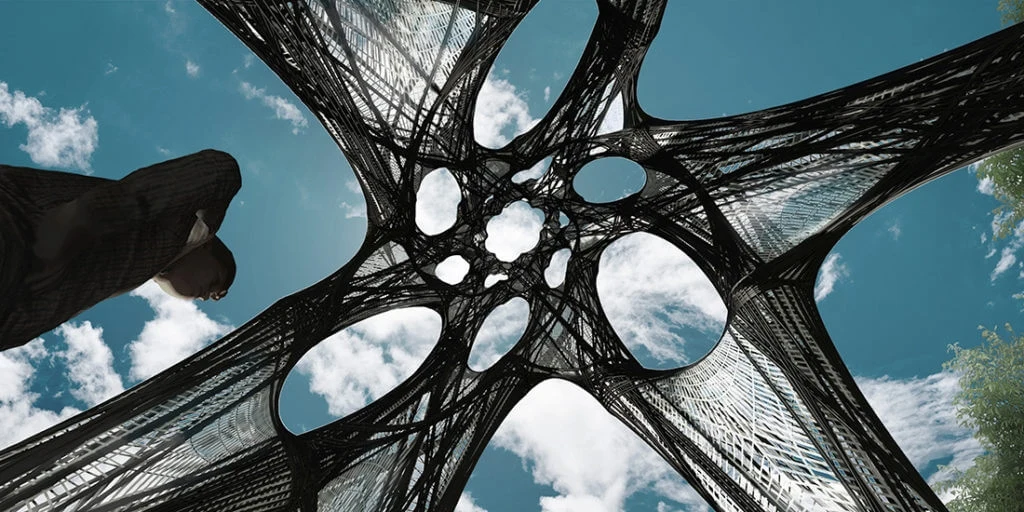 composite building materials rendering of Filament Tower