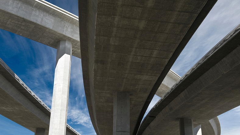 Low angle view of elevated freeway interchange