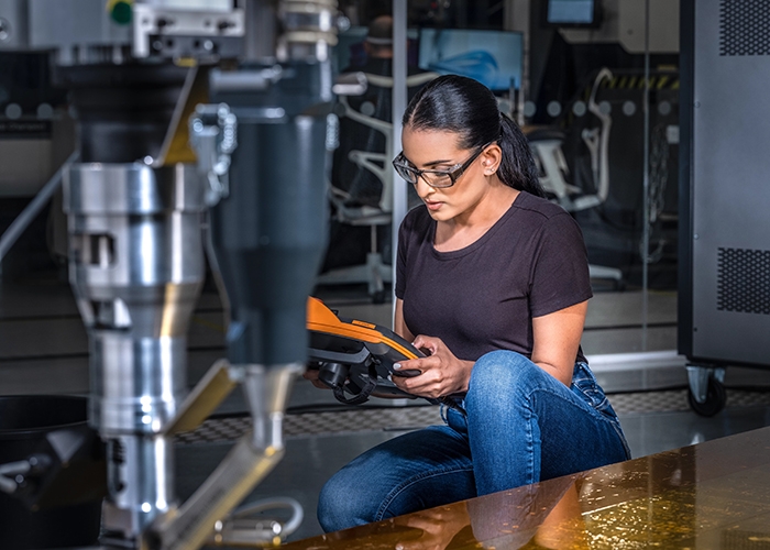 woman wearing safety goggles