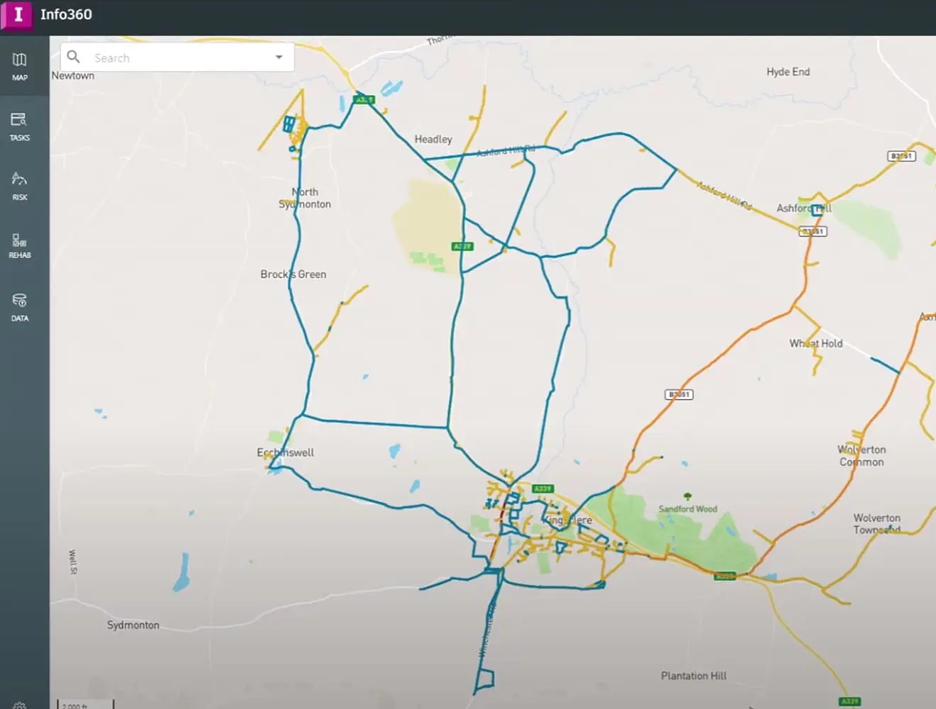 Map view within the Info360 Asset user interface