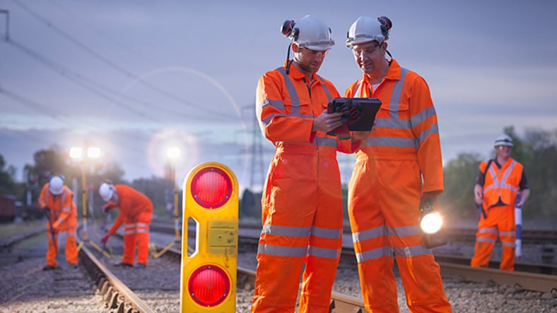 Engineers on the rail track field