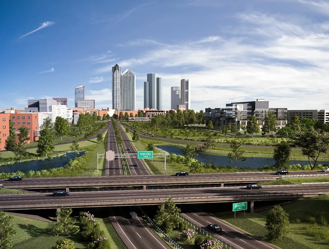 BIM City with freeway interchange