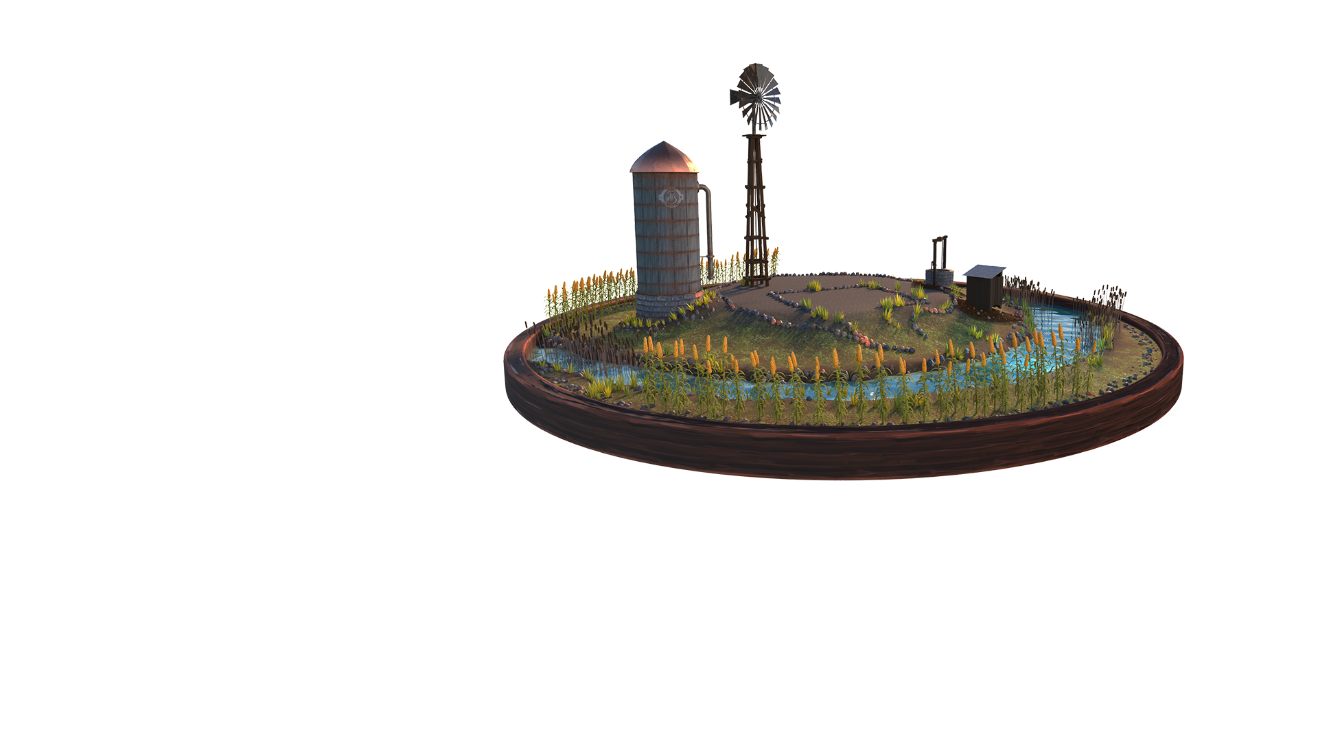 3D environment turntable of a farm.