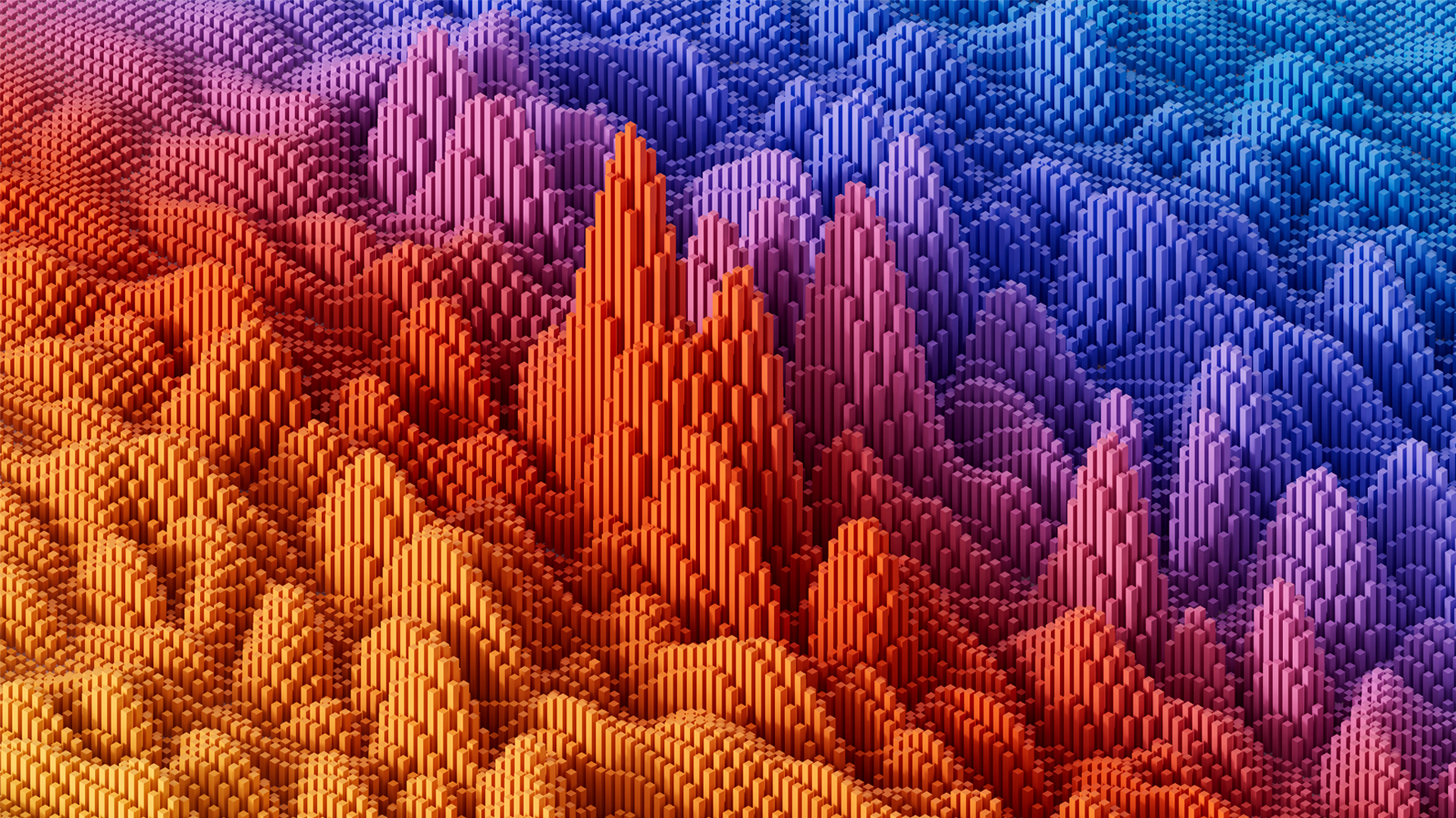 colorful digital hills made of squares and rectangles