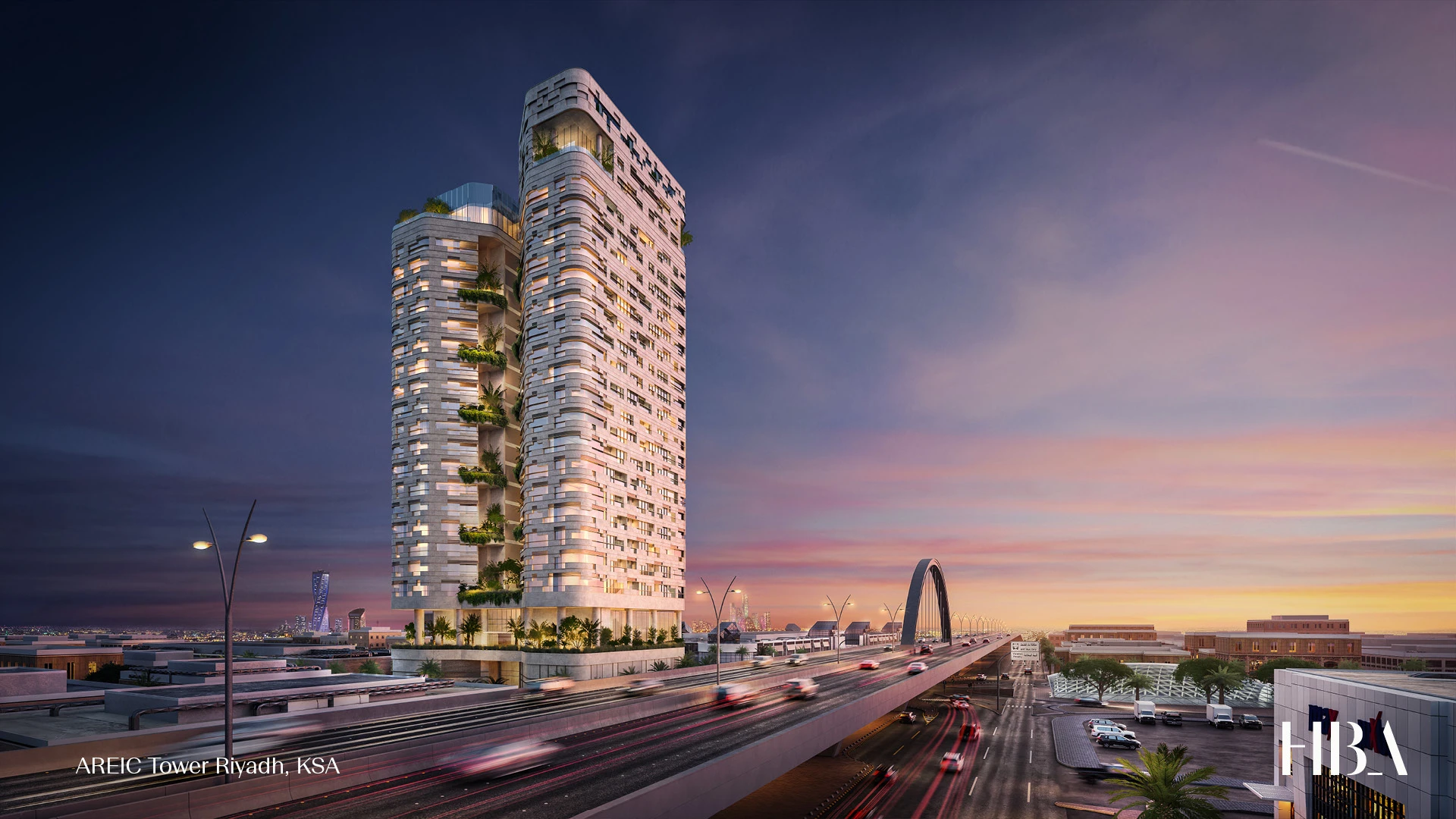Rendering in 3ds Max of AREIC Tower Riyadh, KSA. Courtesy of HBA.