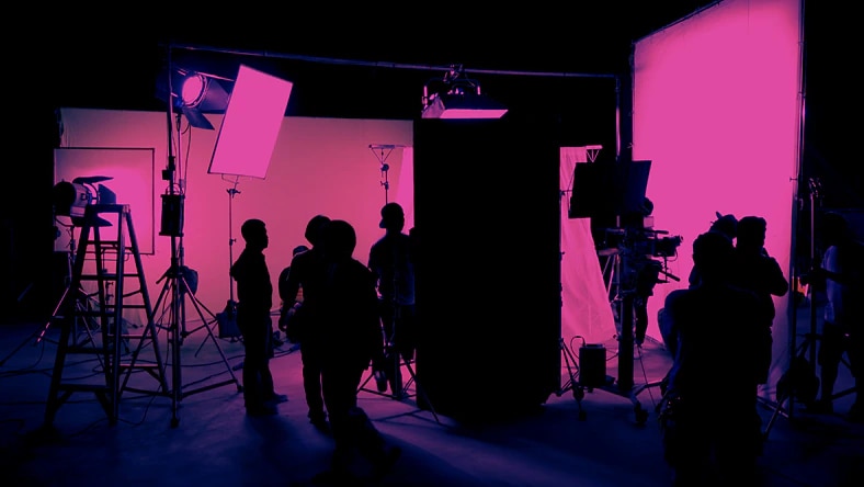 Video crew on a film set
