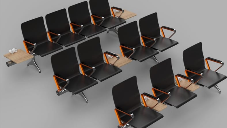 Fusion configuration of different airport seating options