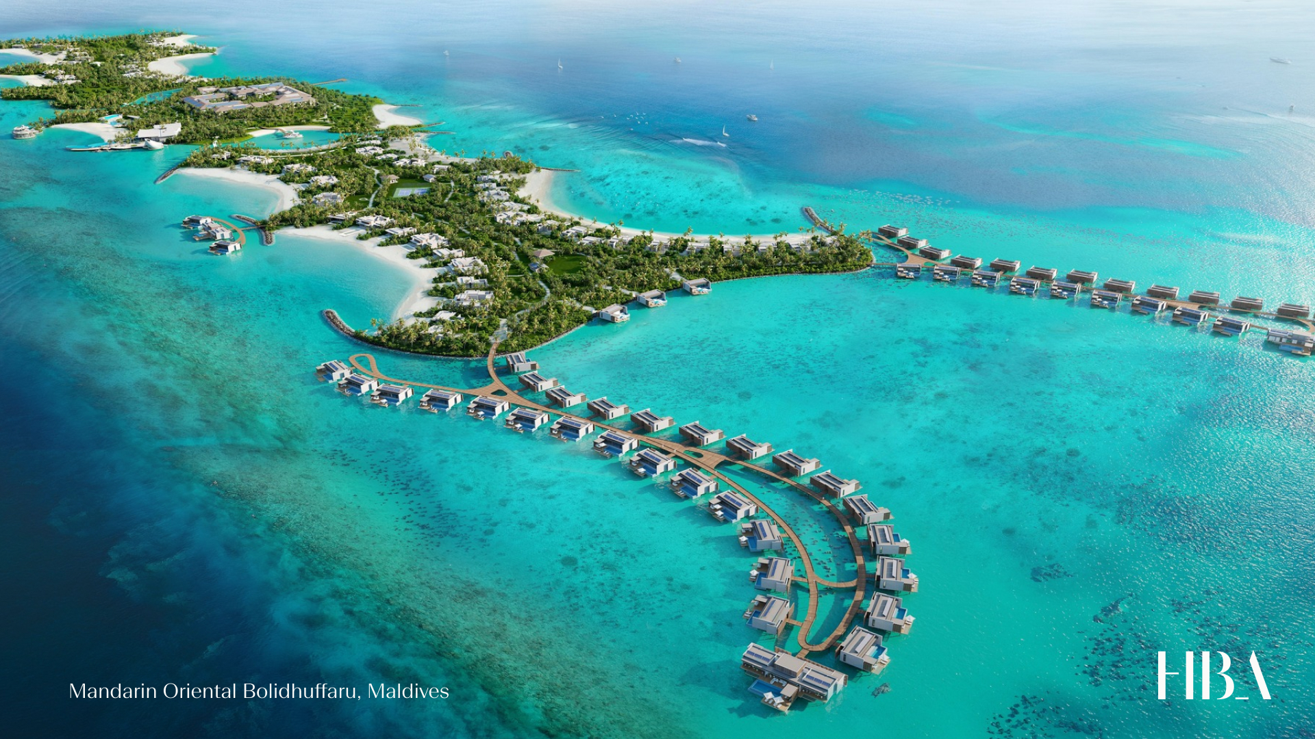 Rendering in 3ds Max of Mandarin Oriental Bolidhuffaru. Courtesy of HBA.