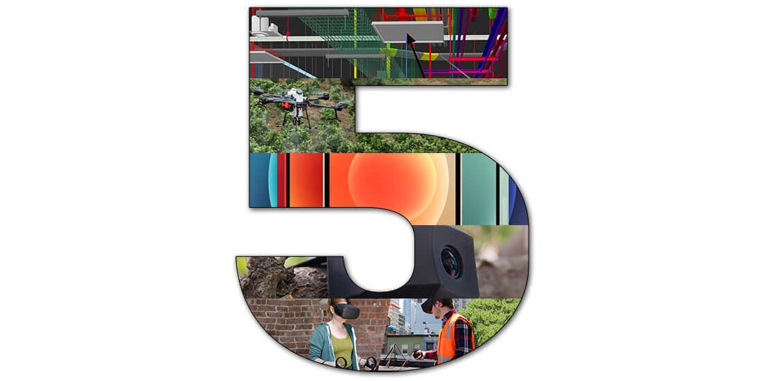 A collage of images making up the number 5