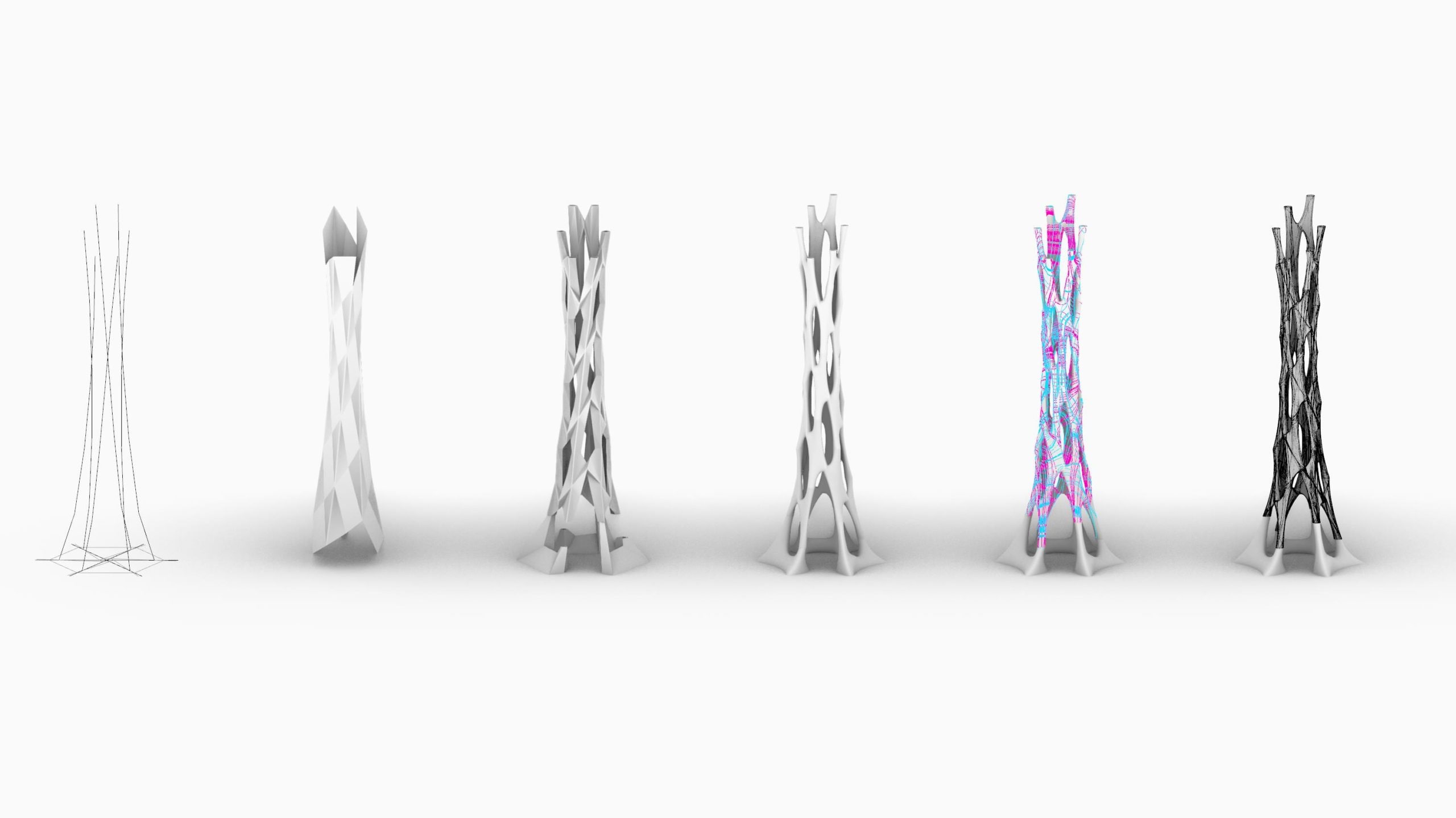 CAD screen capture of the bio-mimicry design of Filament Tower.
