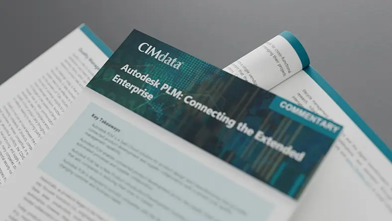 Cover of commentary titled "Autodesk PLM: Connecting the extended enterprise"
