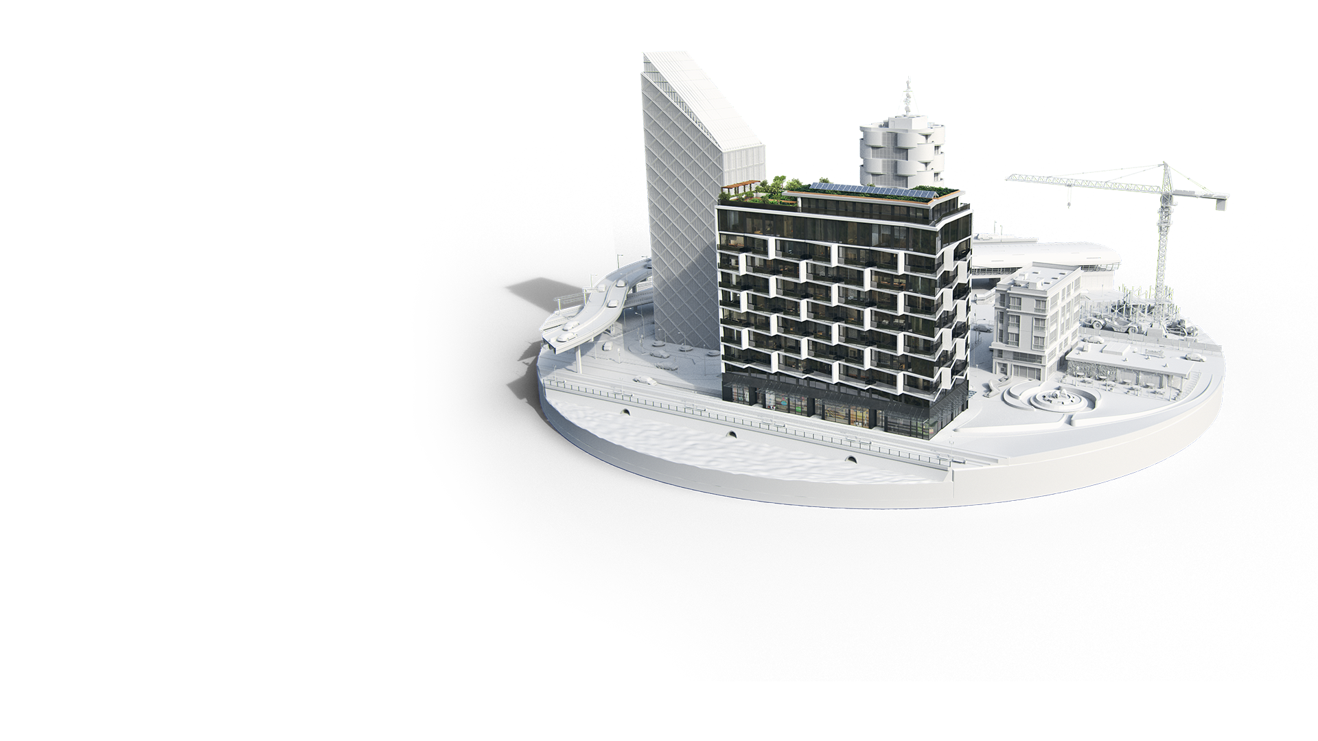 Digital rendering of a building with visible design elements.