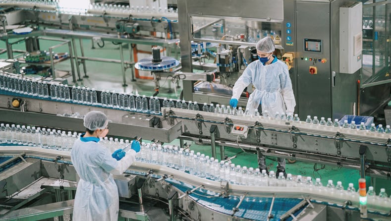 drinking water factory production line workers