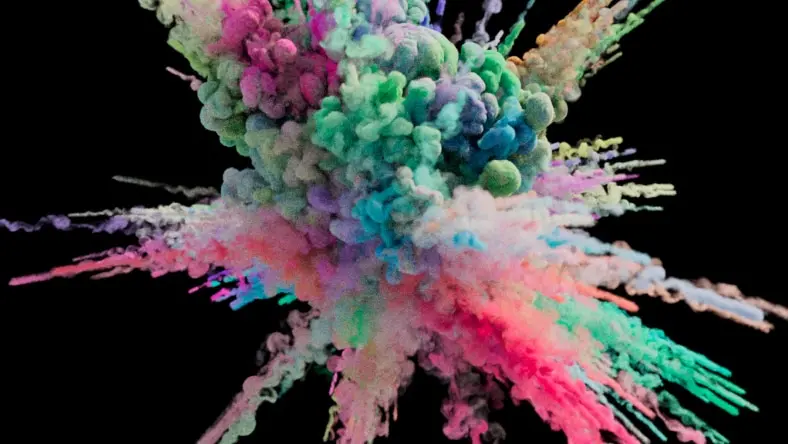 Multicolour explosion dust particles