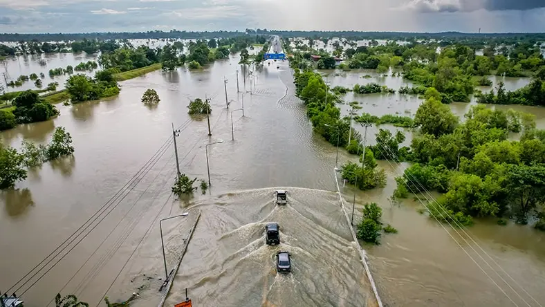 Flood in country