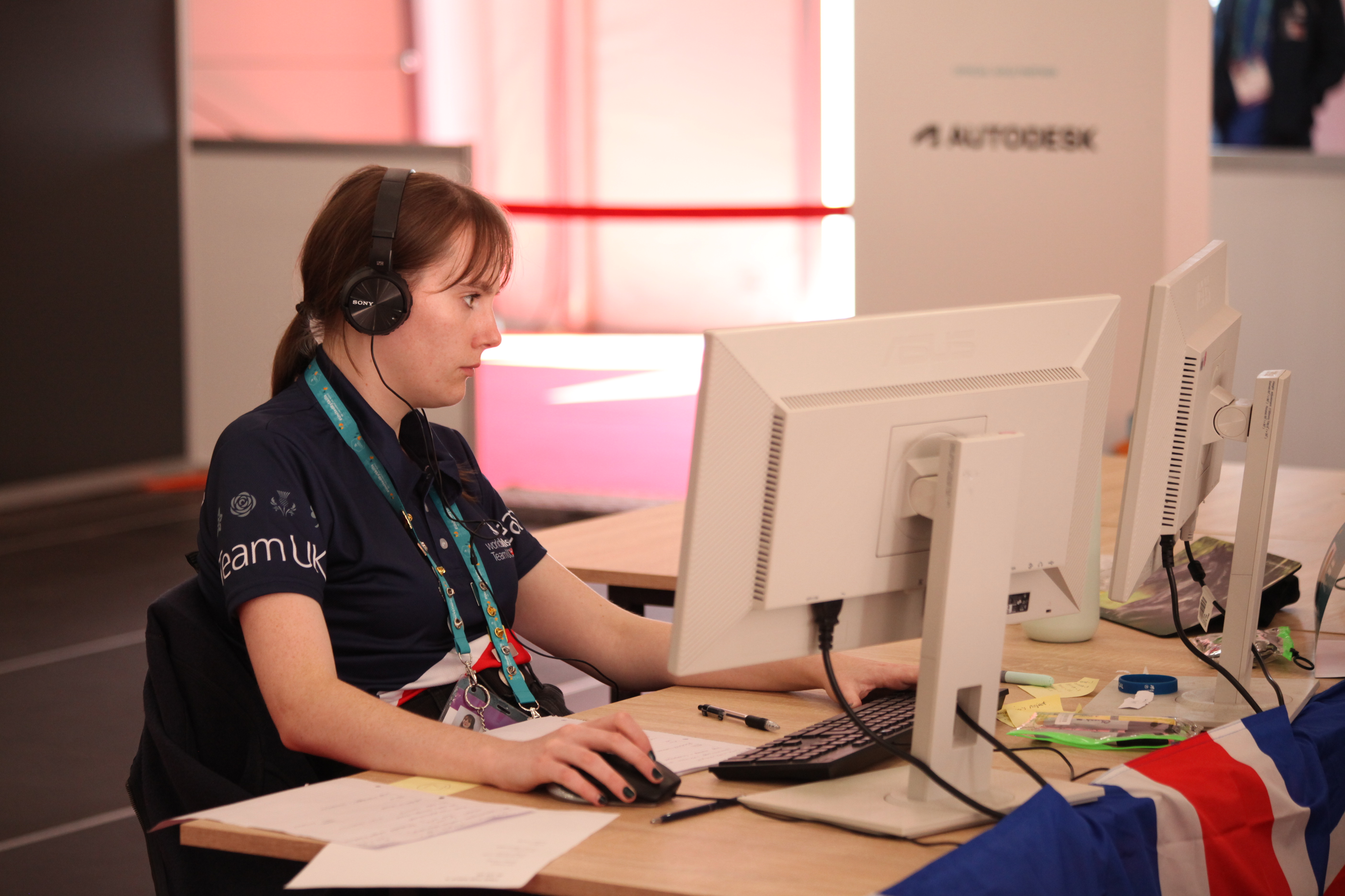 Isabelle Barron working at computer