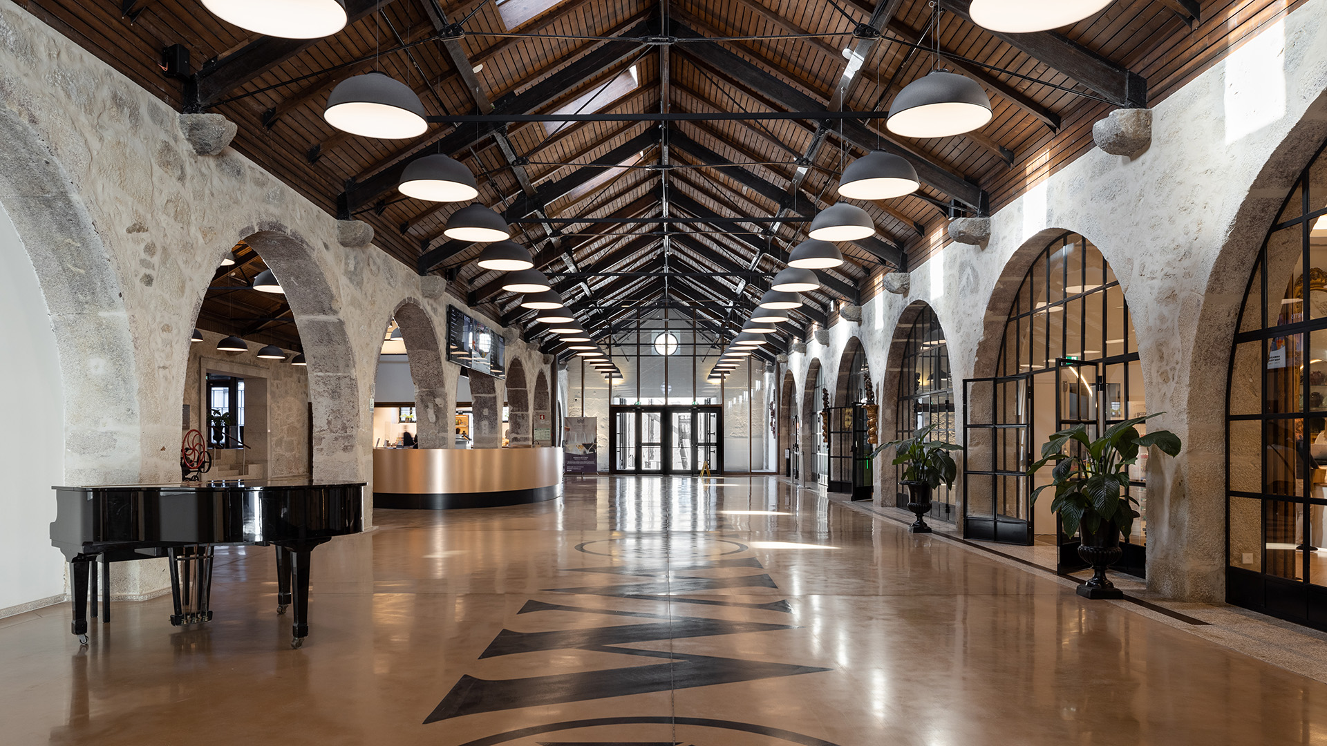 an interior view of the World of Wine complex in Porto