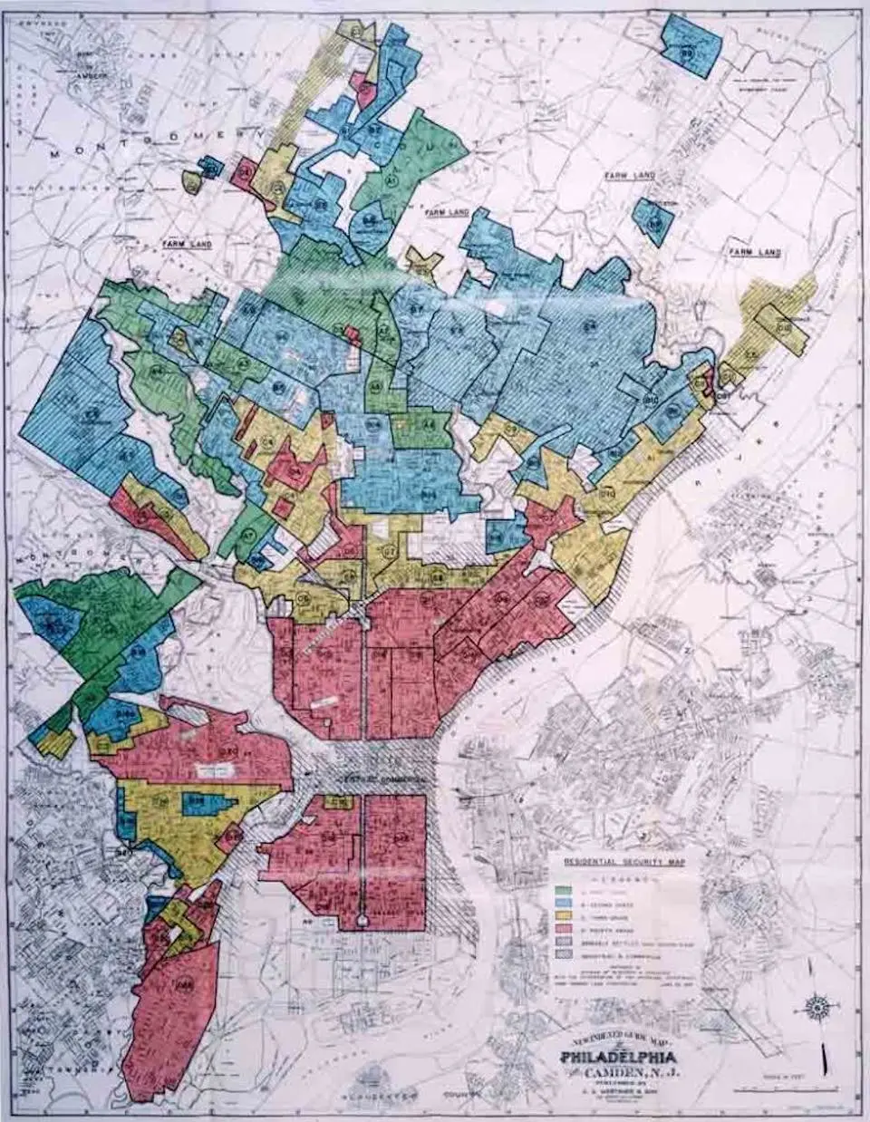 Social justice in design 1937 HOLC map of Philadelphia showing redlining of minority neighborhoods
