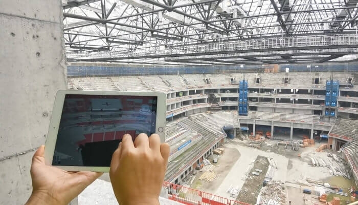 Model of construction site on tablet