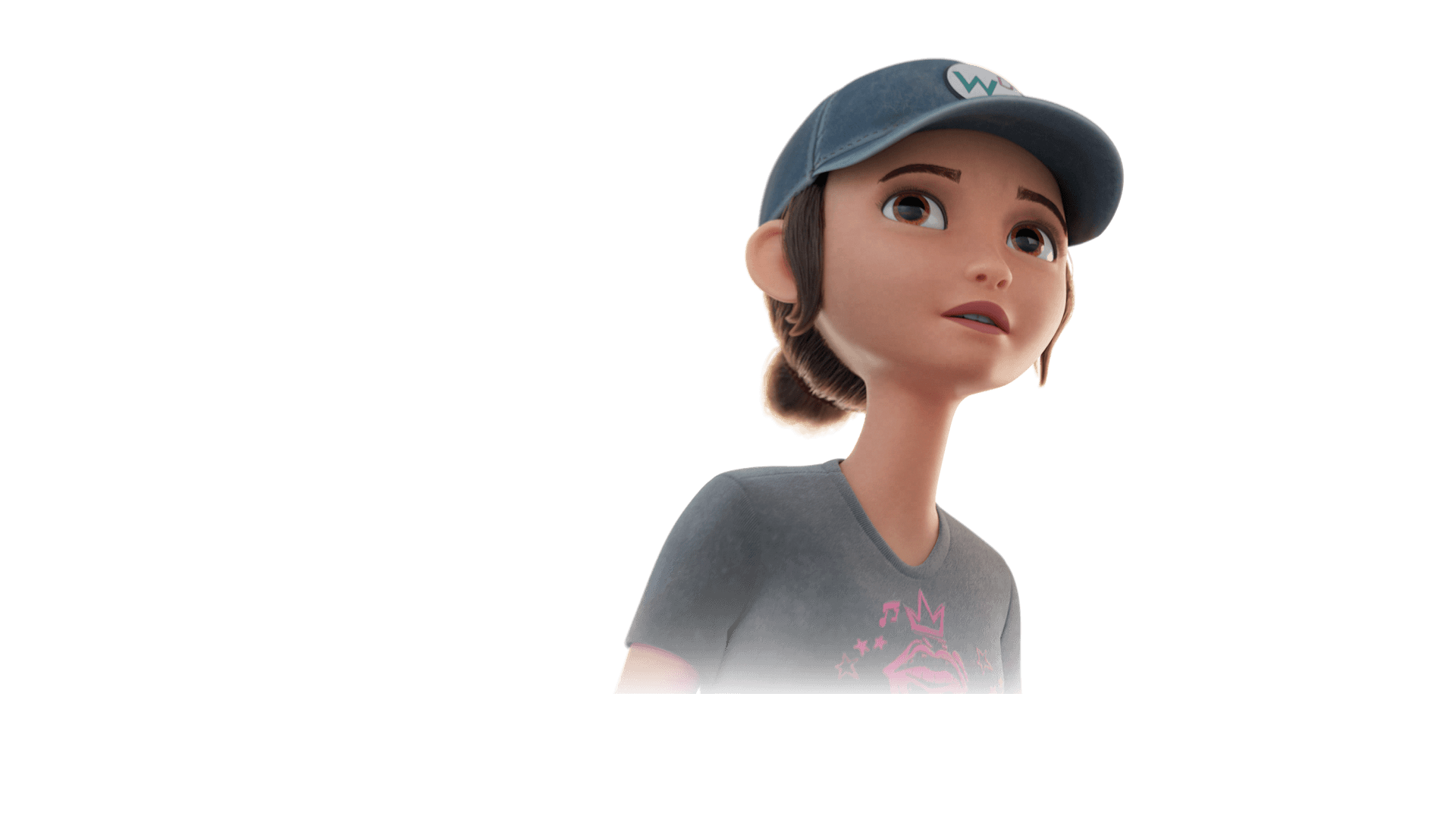 Animated character with cap on transparent background.