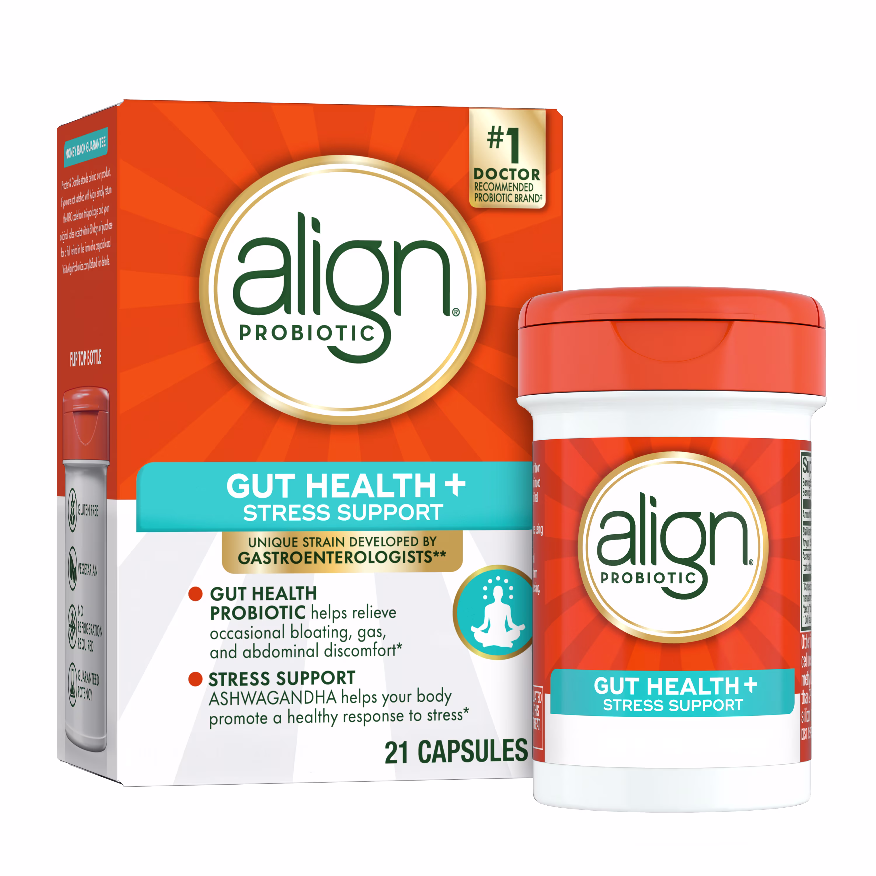 Align Digestive De-Stress Probiotic capsules package.