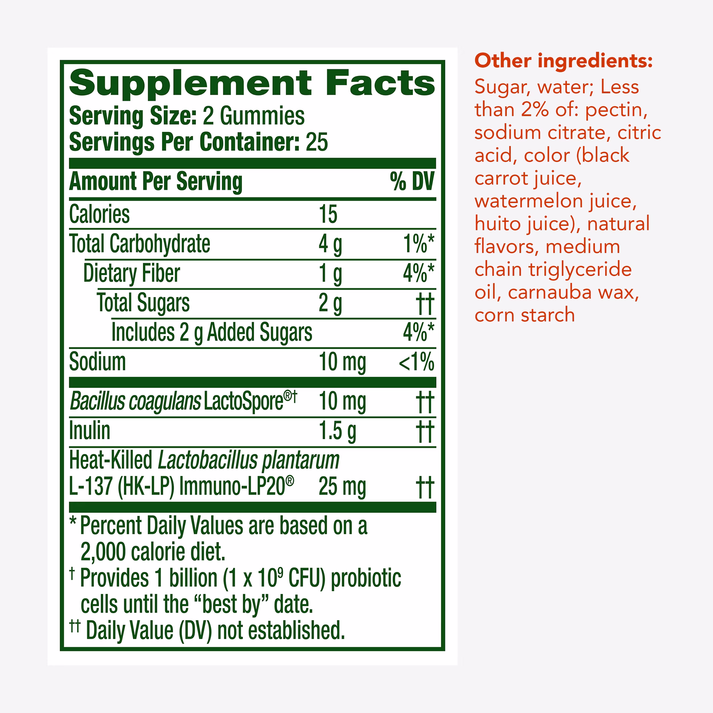 Align 3-in-1 Biotic - Supplement Facts