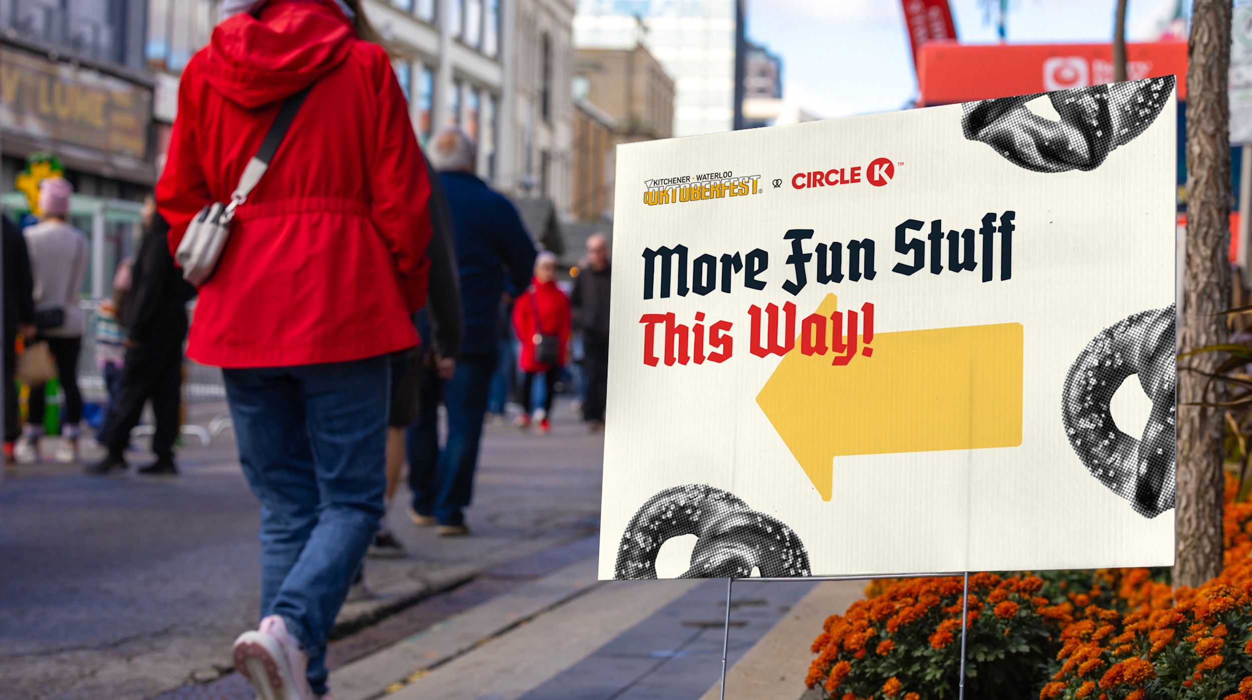 KW Oktoberfest sign "More fun stuff this way"