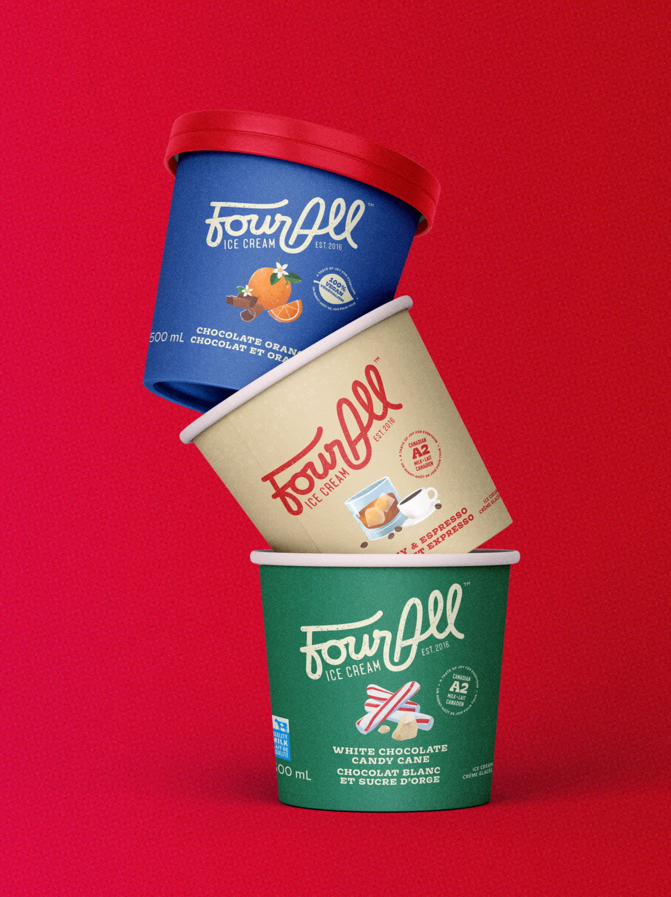 Iceream containers stacked 3 high