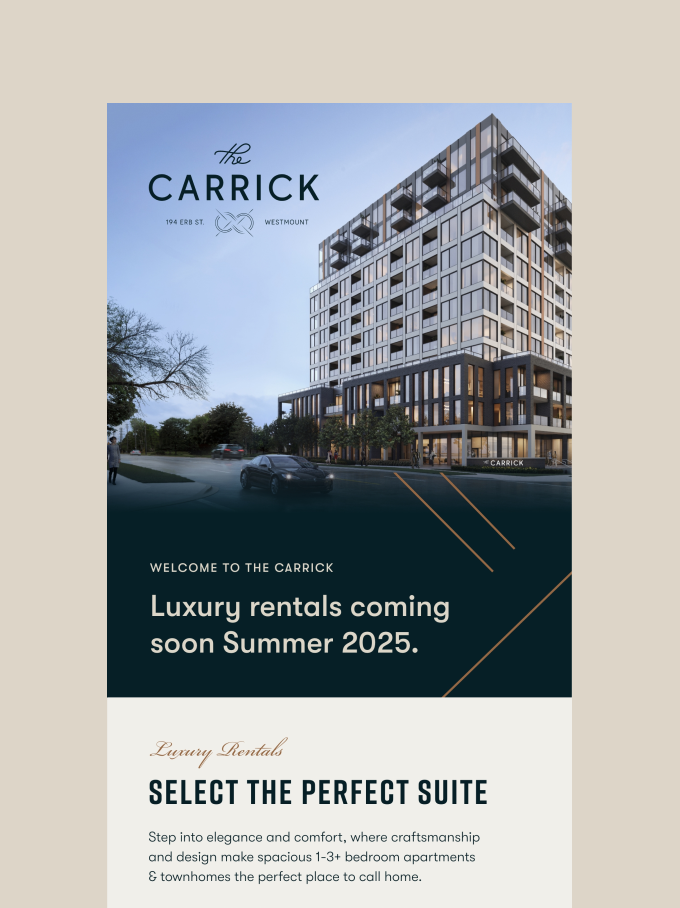 Newsletter, welcome to the carrick. Lurxury rentals coming soon.