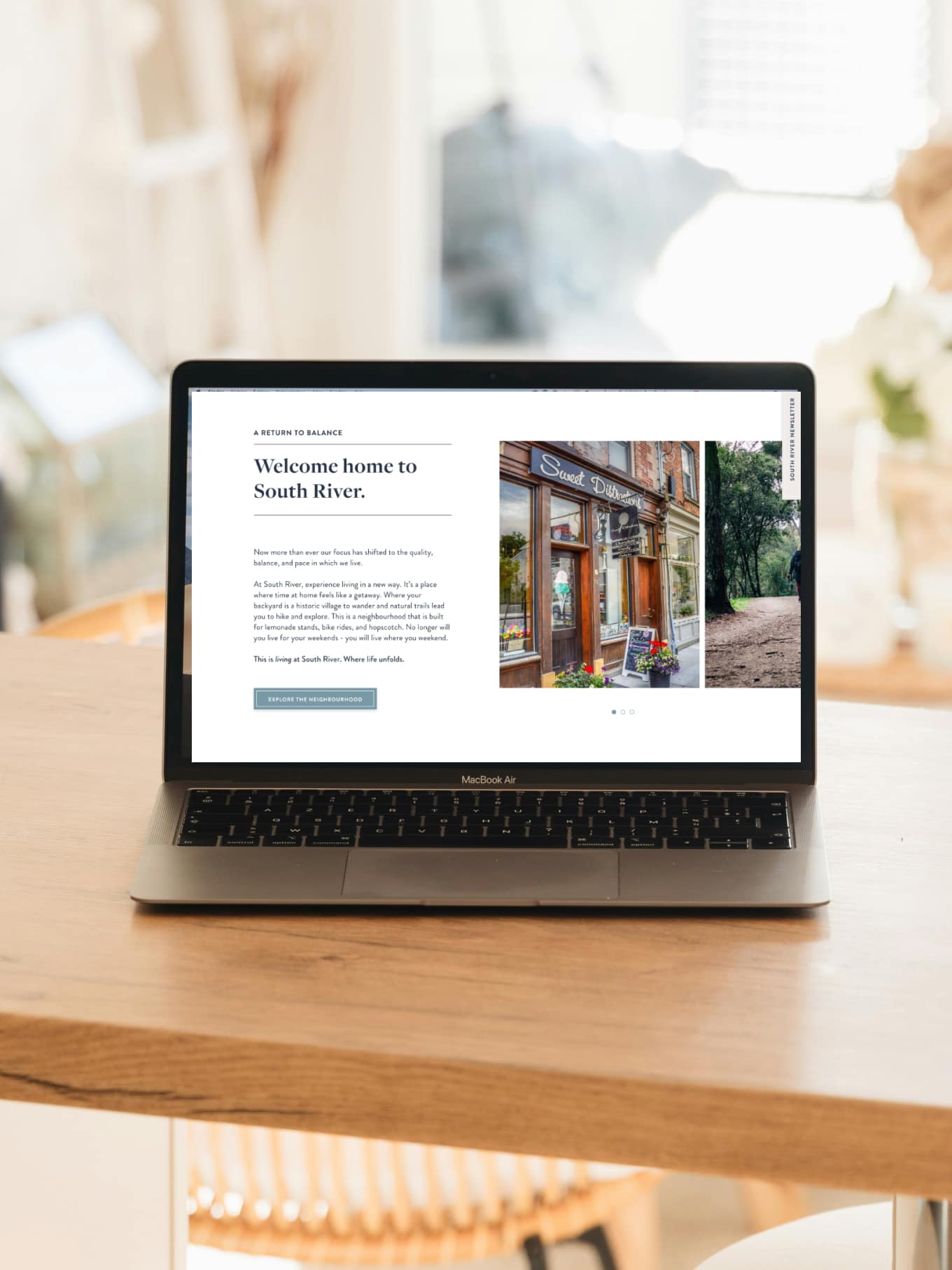 South River website view on laptop