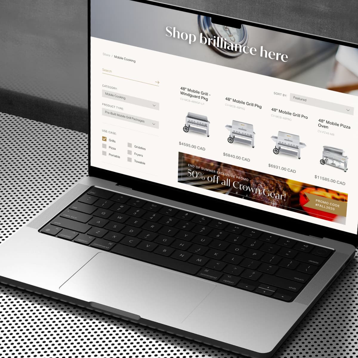 Shop page viewed on laptop