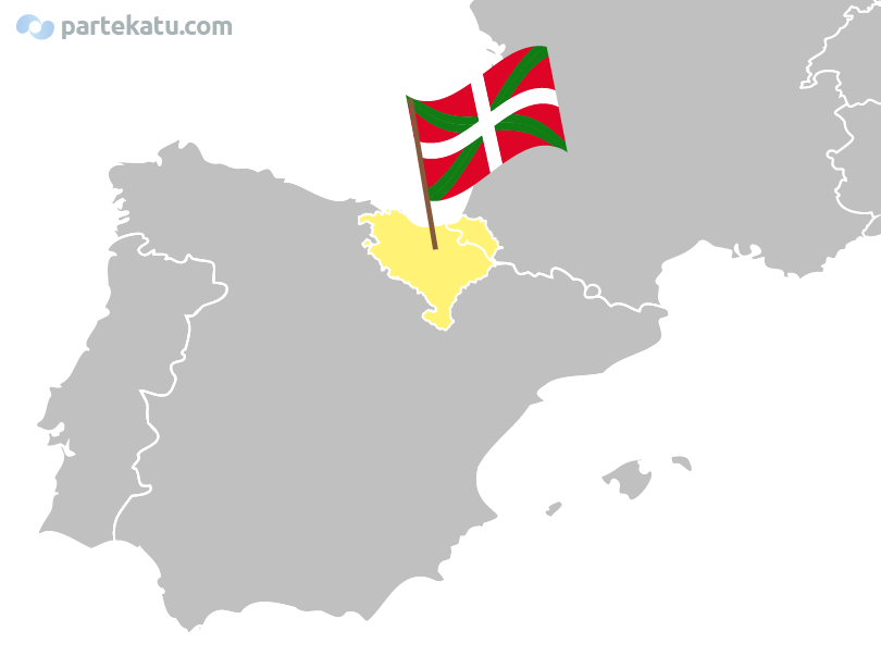 Mapa de Euskal Herria entre España y Francia