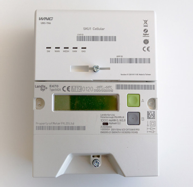 Close-up of a smart electricity meter