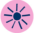 Illustration of a pink sunshine.
