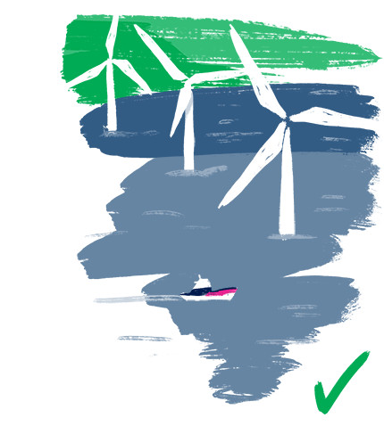 Illustration of an off shore wind farm