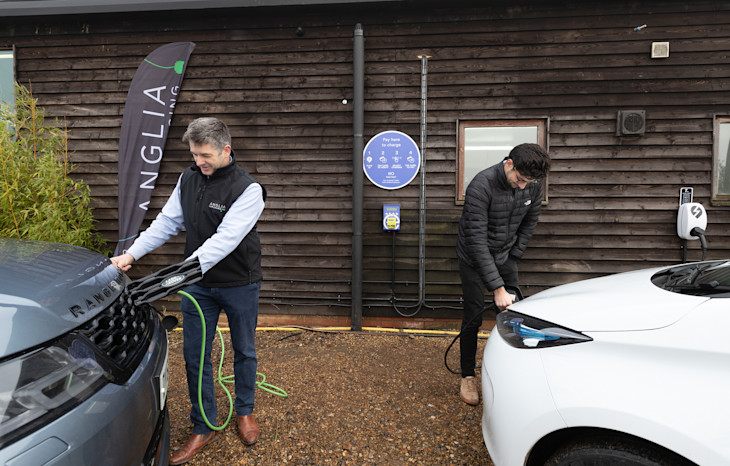 Richard Seppings (Anglia Car Charging) and Charlie Jardine (EO Charging) launch Plug in Suffolk in February