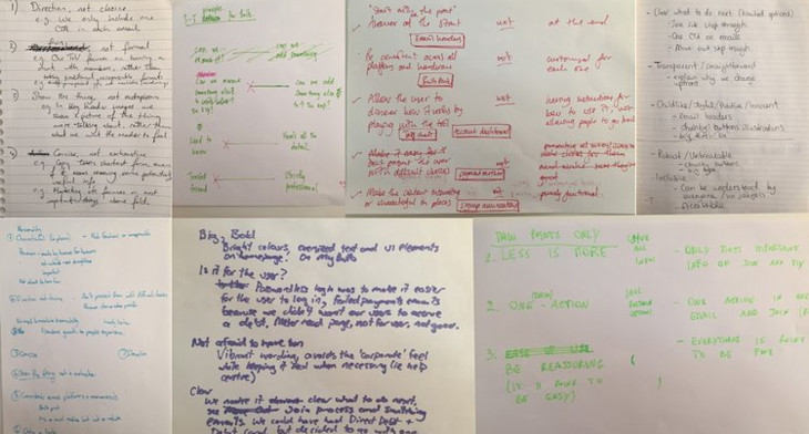 The principles the team at Bulb arrived to individually during the writing session